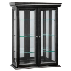 Ebony Black Country Tuscan 20'' Wide Solid Wood Mirrored Back Curio Cabinet