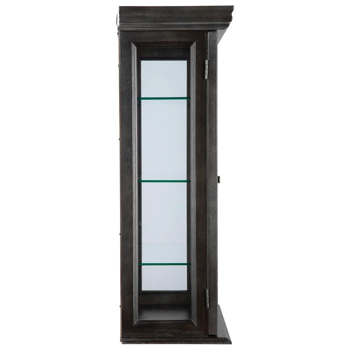 Ebony Black Country Tuscan 20'' Wide Solid Wood Mirrored Back Curio Cabinet