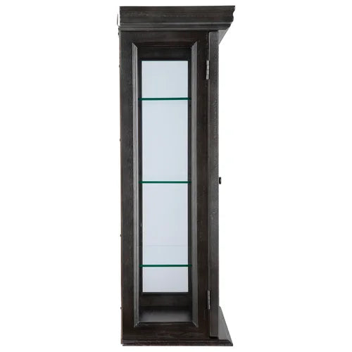 Ebony Black Country Tuscan 20'' Wide Solid Wood Mirrored Back Curio Cabinet