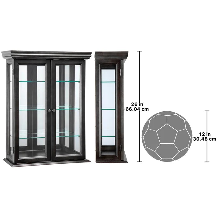 Ebony Black Country Tuscan 20'' Wide Solid Wood Mirrored Back Curio Cabinet