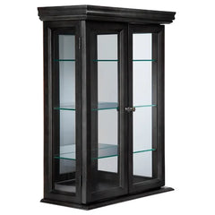 Ebony Black Country Tuscan 20'' Wide Solid Wood Mirrored Back Curio Cabinet