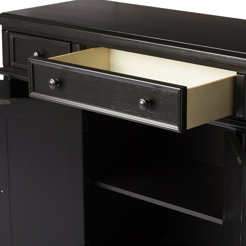 Ebony Courtdale 60'' Wide 3 Drawer Sideboard Crafted from Rubberwood with Distressed Accents