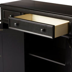 Ebony Courtdale 60'' Wide 3 Drawer Sideboard Crafted from Rubberwood with Distressed Accents