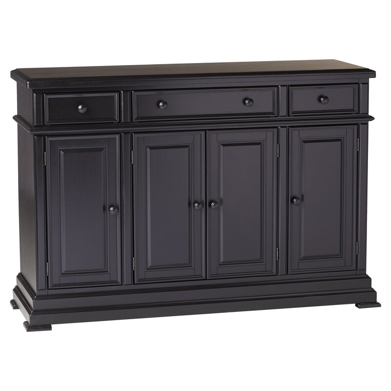 Ebony Courtdale 60'' Wide 3 Drawer Sideboard Crafted from Rubberwood with Distressed Accents