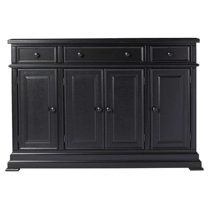 Ebony Courtdale 60'' Wide 3 Drawer Sideboard Crafted from Rubberwood with Distressed Accents