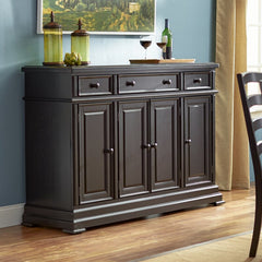 Ebony Courtdale 60'' Wide 3 Drawer Sideboard Crafted from Rubberwood with Distressed Accents