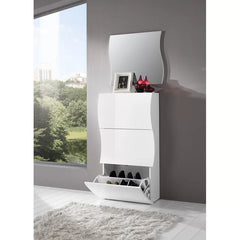 White Gloss Crass 18 Pair Shoe Storage Cabinet Perfect Organize