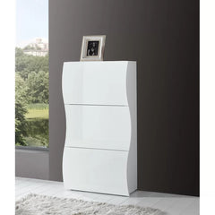 White Gloss Crass 18 Pair Shoe Storage Cabinet Perfect Organize