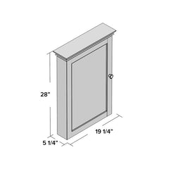 White Crenshaw 19.25" x 28" Surface Mount Framed Medicine Cabinet with 3 Adjustable Shelves