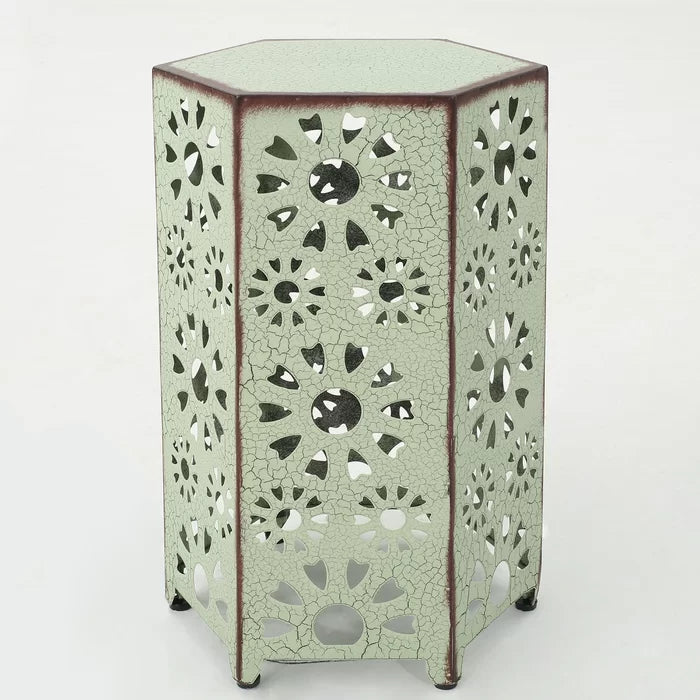 Green Crepeau 22'' Tall Iron Drum End Table Lightweight and Stylish