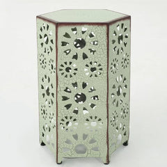 Green Crepeau 22'' Tall Iron Drum End Table Lightweight and Stylish