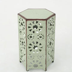 Green Crepeau 22'' Tall Iron Drum End Table Lightweight and Stylish
