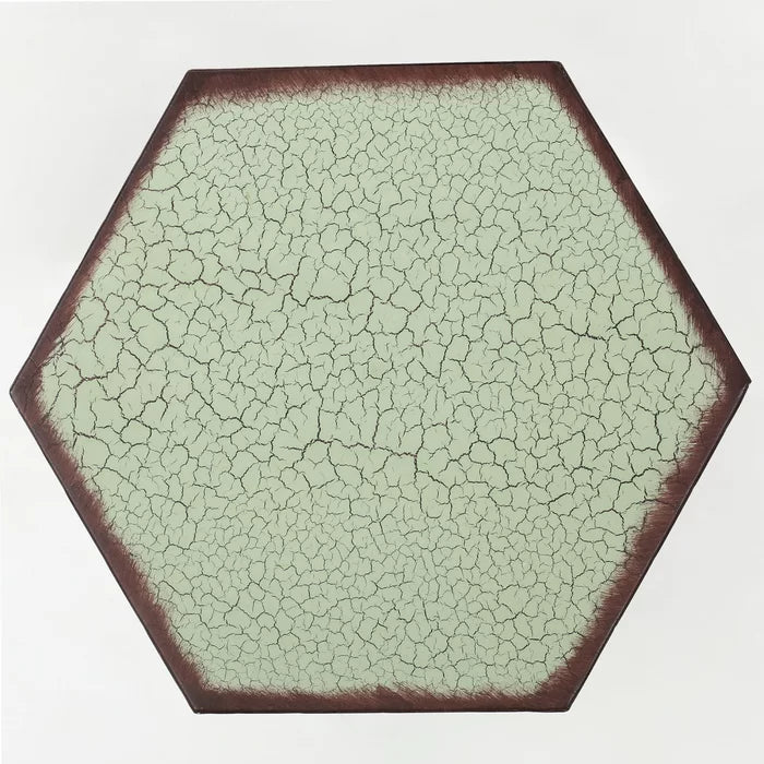 Green Crepeau 22'' Tall Iron Drum End Table Lightweight and Stylish