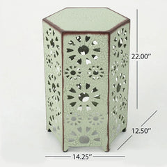 Green Crepeau 22'' Tall Iron Drum End Table Lightweight and Stylish