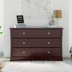 Espresso Crescent 6 Drawer Double Dresser  Impeccable Style and Functionality