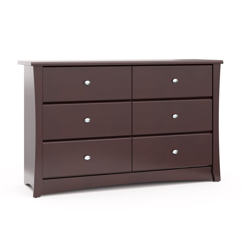 Espresso Crescent 6 Drawer Double Dresser  Impeccable Style and Functionality