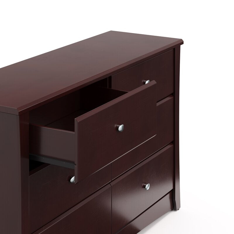 Espresso Crescent 6 Drawer Double Dresser  Impeccable Style and Functionality