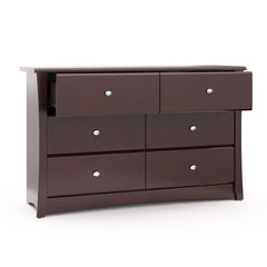 Espresso Crescent 6 Drawer Double Dresser  Impeccable Style and Functionality
