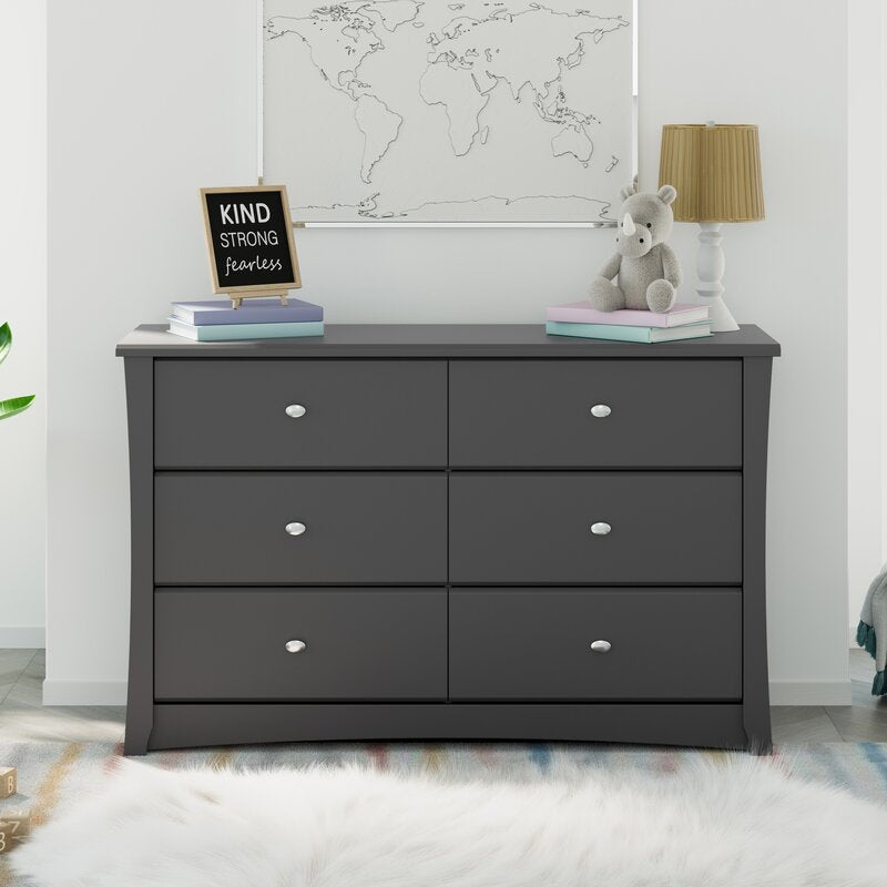 Gray Crescent 6 Drawer Double Dresser Combines Impeccable Style and Functionality