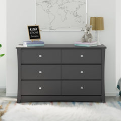 Gray Crescent 6 Drawer Double Dresser Combines Impeccable Style and Functionality