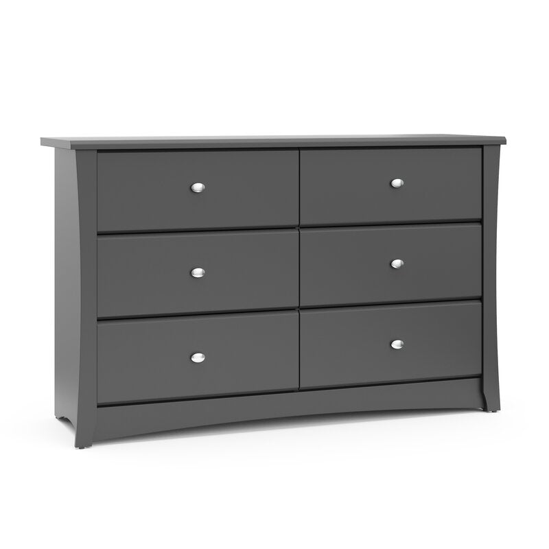 Gray Crescent 6 Drawer Double Dresser Combines Impeccable Style and Functionality
