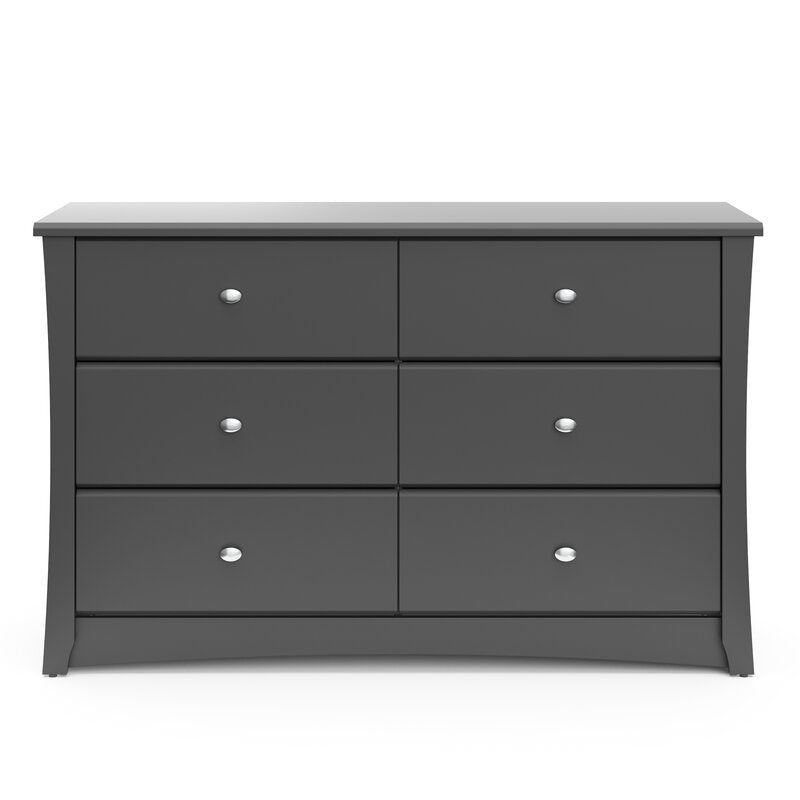 Gray Crescent 6 Drawer Double Dresser Combines Impeccable Style and Functionality