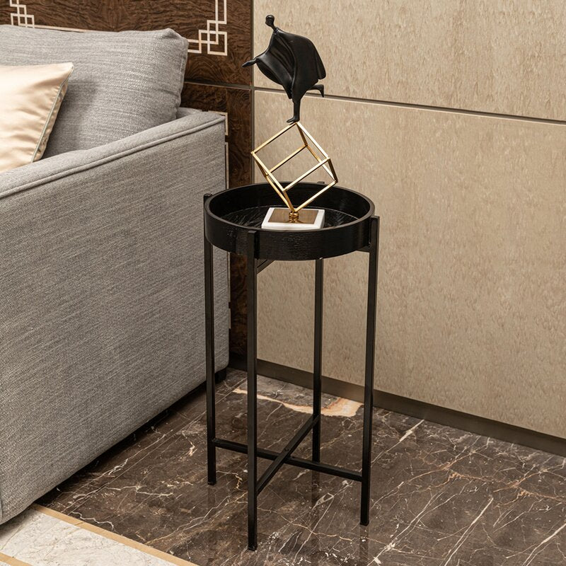Black Cueto Tray Top End Table Strong Metal is Durable and Aesthetic