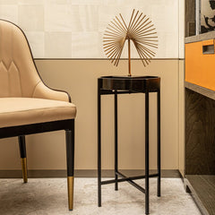 Black Cueto Tray Top End Table Strong Metal is Durable and Aesthetic