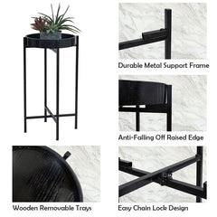 Black Cueto Tray Top End Table Strong Metal is Durable and Aesthetic