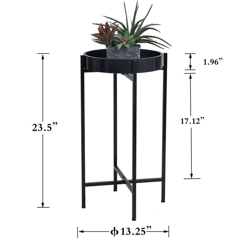 Black Cueto Tray Top End Table Strong Metal is Durable and Aesthetic