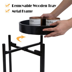 Black Cueto Tray Top End Table Strong Metal is Durable and Aesthetic