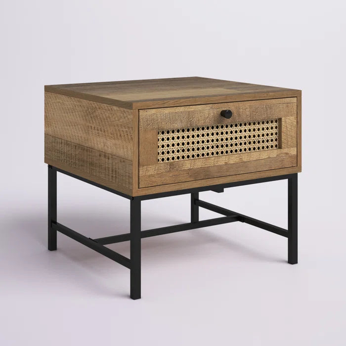 Cumbie 15.75'' Tall 1 - Drawer Steel Nightstand in Oak/Black