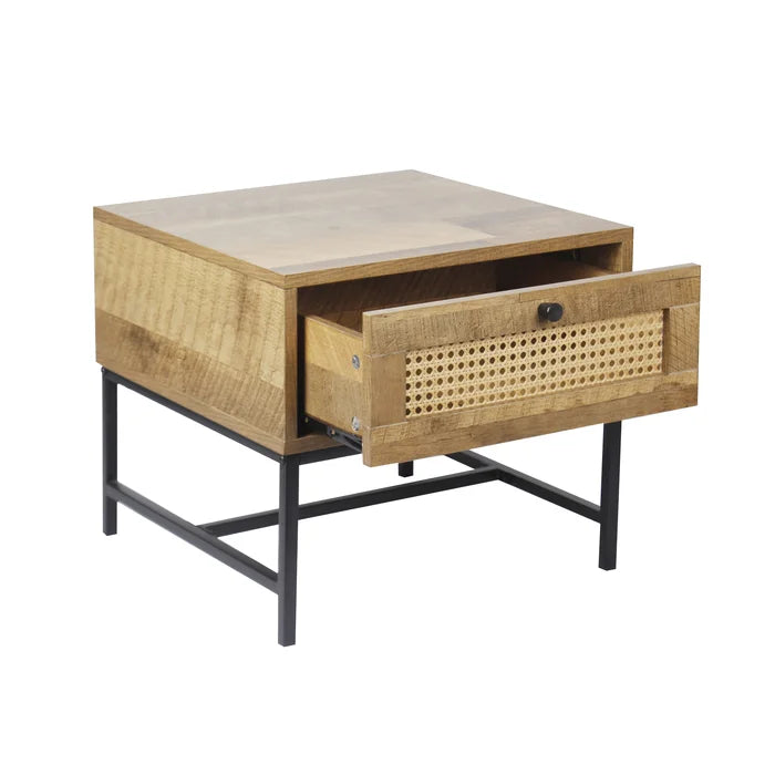 Cumbie 15.75'' Tall 1 - Drawer Steel Nightstand in Oak/Black