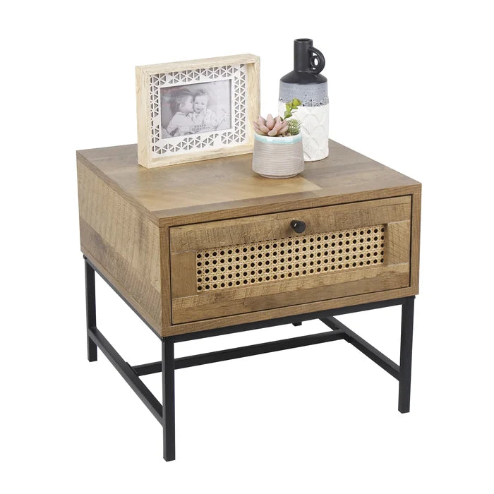 Cumbie 15.75'' Tall 1 - Drawer Steel Nightstand in Oak/Black