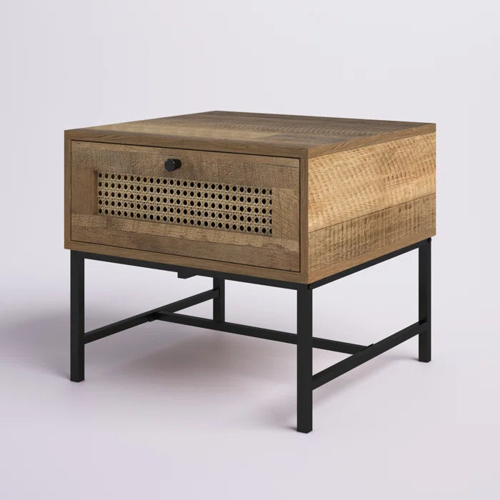 Cumbie 15.75'' Tall 1 - Drawer Steel Nightstand in Oak/Black