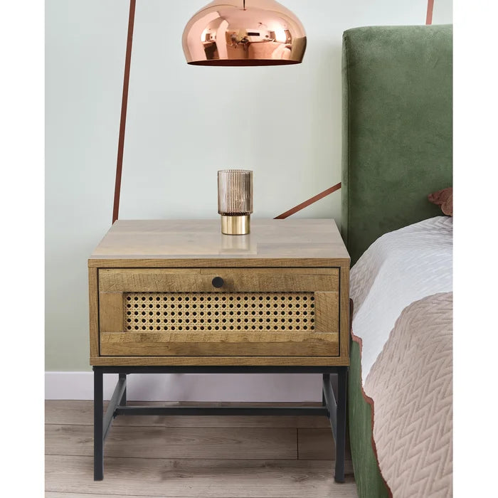 Cumbie 15.75'' Tall 1 - Drawer Steel Nightstand in Oak/Black