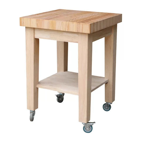 Cuthbert 24'' Wide Solid Wood Rolling Kitchen Cart Fixed Lower Shelf for Added Storage