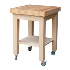 Cuthbert 24'' Wide Solid Wood Rolling Kitchen Cart Fixed Lower Shelf for Added Storage