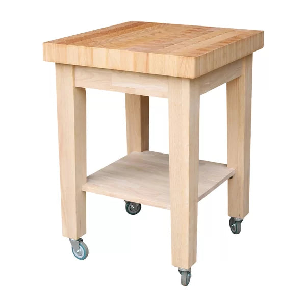Cuthbert 24'' Wide Solid Wood Rolling Kitchen Cart Fixed Lower Shelf for Added Storage