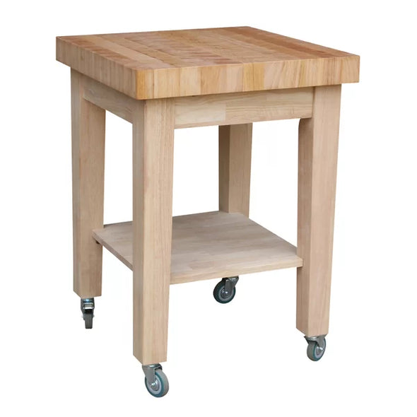 Cuthbert 24'' Wide Solid Wood Rolling Kitchen Cart Fixed Lower Shelf for Added Storage