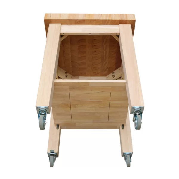 Cuthbert 24'' Wide Solid Wood Rolling Kitchen Cart Fixed Lower Shelf for Added Storage