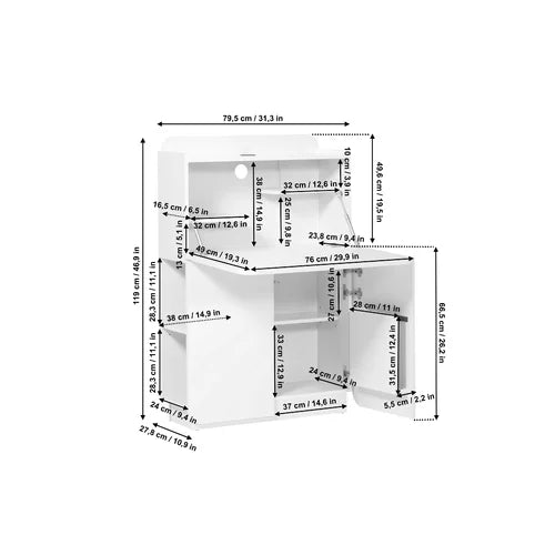 Cuuba Culture MC Secretary Desk Modern High Gloss Surface