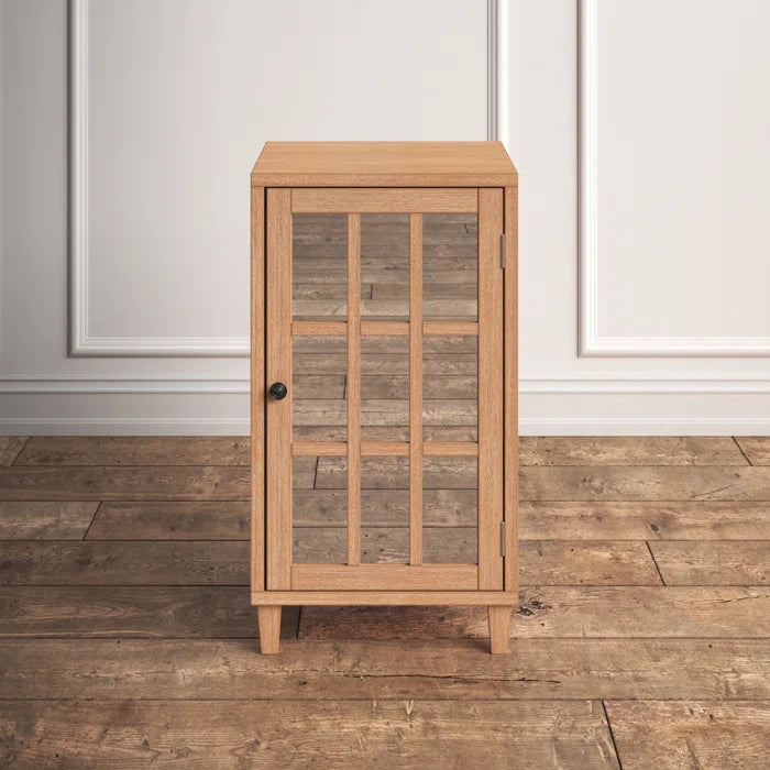 Cynthia 34'' Tall Solid Wood 1 - Door Mirrored Accent Cabinet Rustic Style