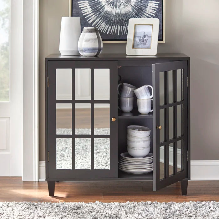 Mirrored door cheap accent cabinet