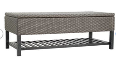 Everlie Wicker Storage Bench Weather Resistant and Large Enough