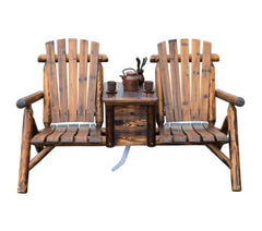 Wooden Outdoor Two Seat Adirondack Patio Chair with Ice Bucket