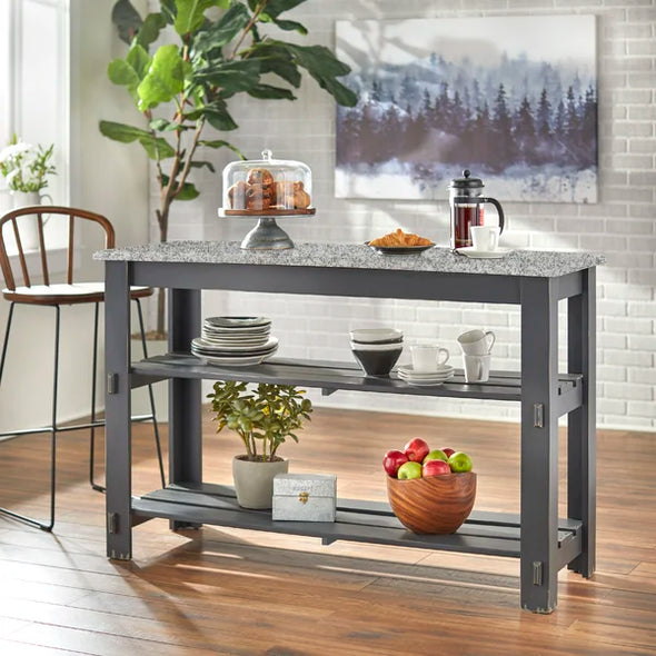 Dadler 56'' Wide Kitchen Island with Granite Top Modern Farmhouse Style