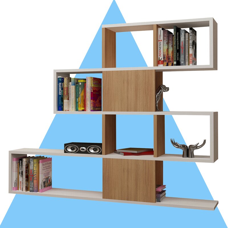 43'' H x 47'' W Geometric Bookcase Store Books, Display Decorative Accent