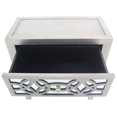 28'' Tall 3 - Drawer Mirrored Accent Chest Streamlined Rectangular Base and Mirrored Drawer
