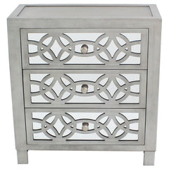 28'' Tall 3 - Drawer Mirrored Accent Chest Streamlined Rectangular Base and Mirrored Drawer